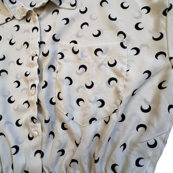 Cresent Moon Crop Top Blouse Long Sleeve Button Up Down by Timing - Small - Picture 8 of 14